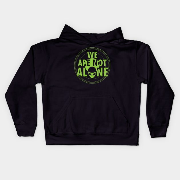 Retro Vintage Cute Green Alien UFO UAP Extraterrestrial Believer Slogan Scifi Meme Kids Hoodie by Originals By Boggs